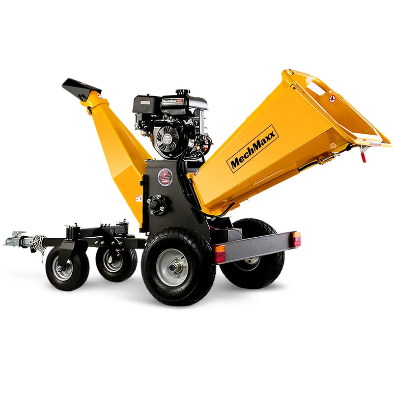 Powerful 15HP Gas-Powered 4-Wheel Drum Wood Chipper with E-Start and Taillight - Rato 420cc Model B150 (6 Inch)