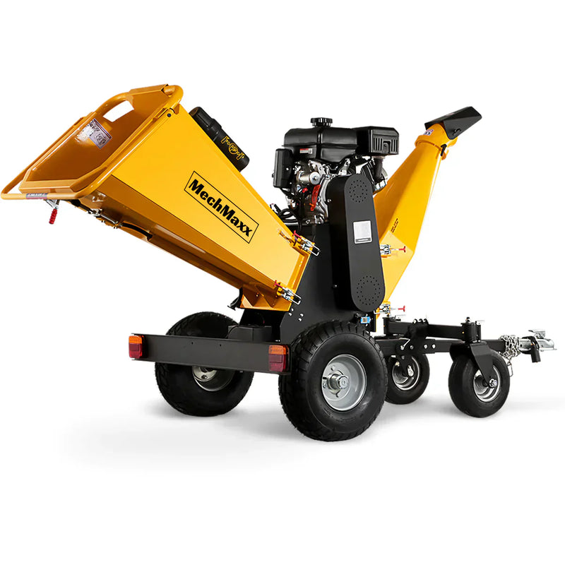 Powerful 15HP Gas-Powered 4-Wheel Drum Wood Chipper with E-Start and Taillight - Rato 420cc Model B150 (6 Inch)