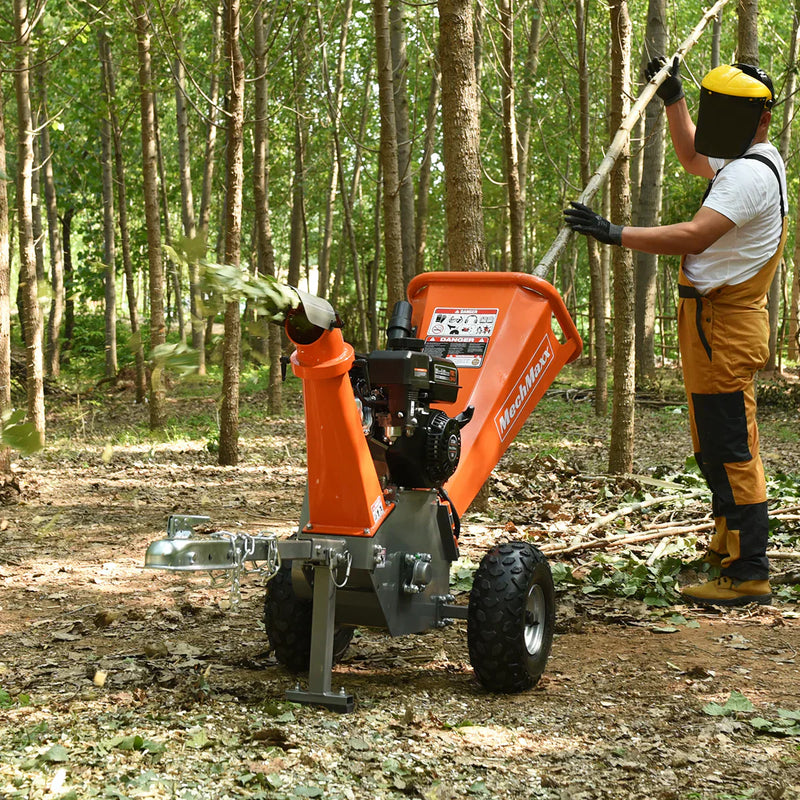 Powerful 7HP Rato 212cc Gas Wood Chipper with Towbar - Model GS650 (4-Inch Capacity)