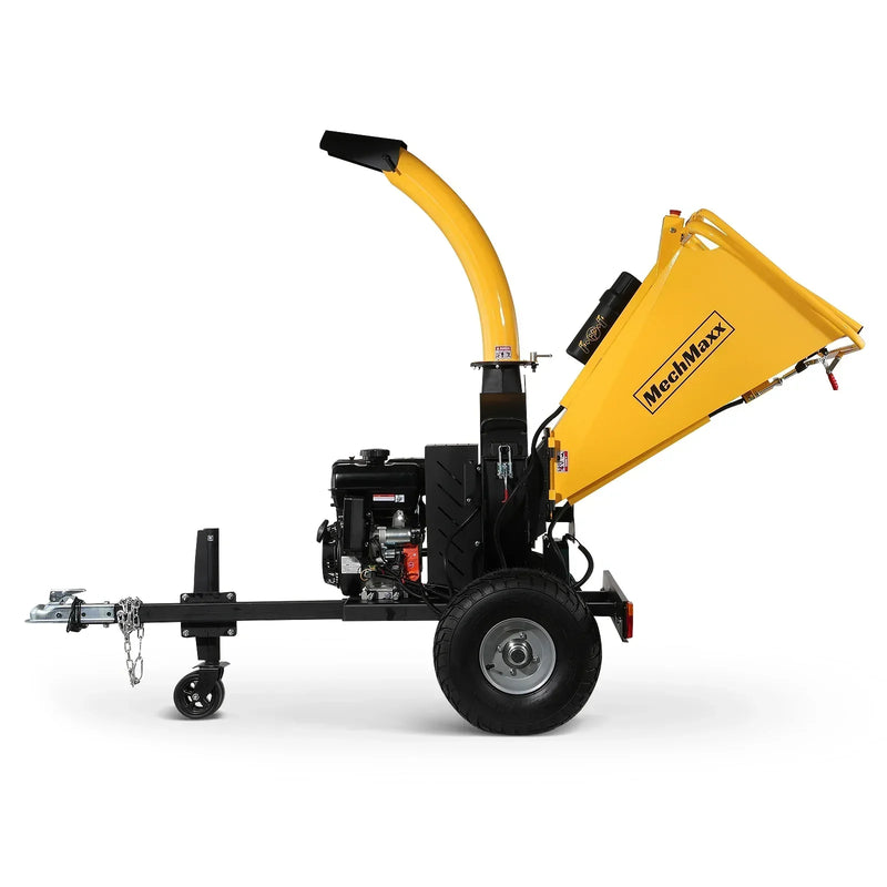 Powerful 15HP 420cc E-Start Gasoline Engine Disc Wood Chipper - 5 Inch Capacity with Taillight, Model P4205