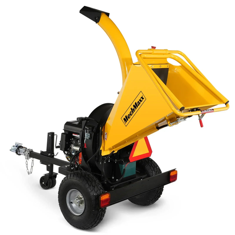 Powerful 15HP 420cc E-Start Gasoline Engine Disc Wood Chipper - 5 Inch Capacity with Taillight, Model P4205